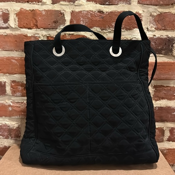 Vera Bradley Black Lightweight Black Quilted Microfiber Tote Bag Purse Zip - Picture 2 of 11
